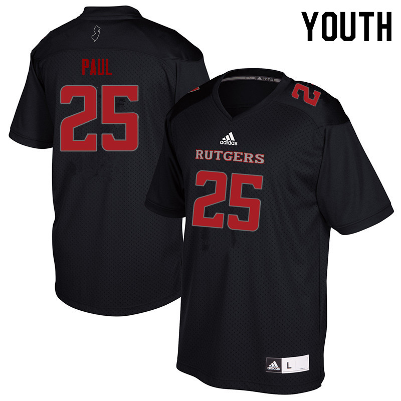 Youth #25 Jarrett Paul Rutgers Scarlet Knights College Football Jerseys Sale-Black